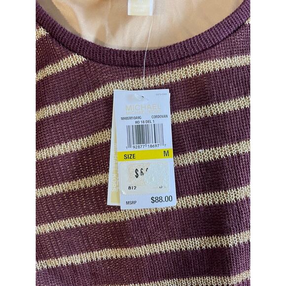 Michael Kors Women’s M‎ Metallic Stripe Pullover Sweater Purple Long Sleeve NWT - Picture 9 of 9